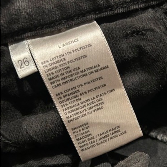 L’Agence Madden High Rise Wide Leg Jeans | Washed Black | Size 26 - Picture 4 of 5